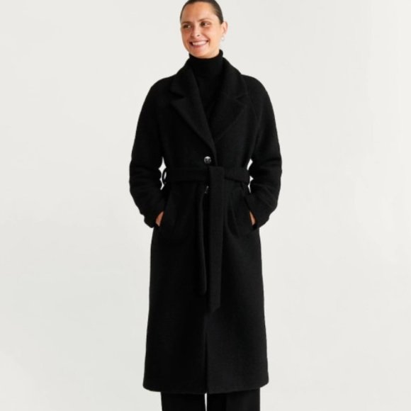 NWT Mango Belted Wool Coat